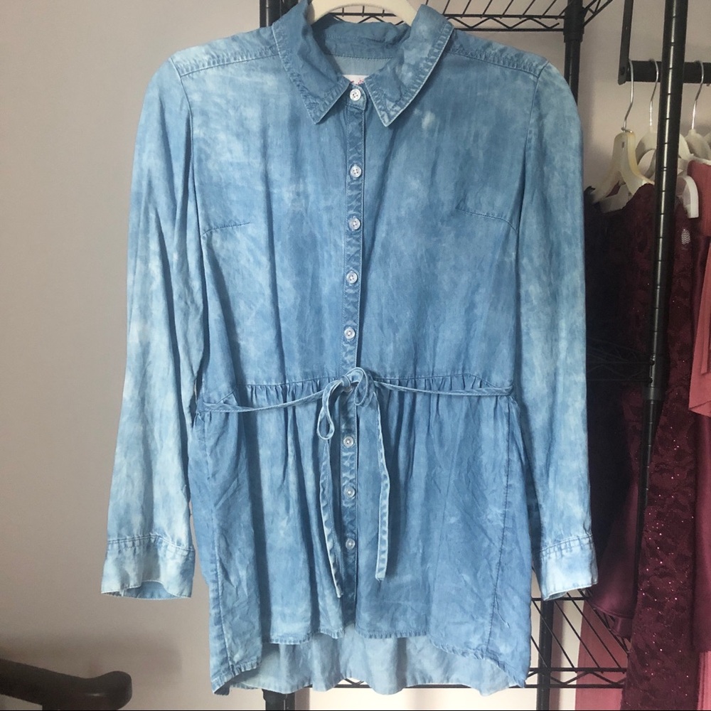 Girls Justice Denim Button Down Blouse